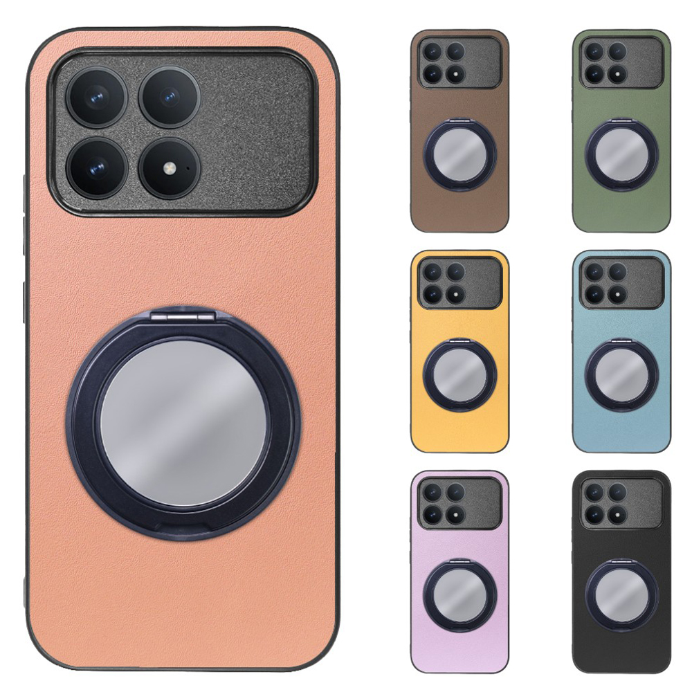 [ LOOF RING-SHELL (ミラー Ver.) ] POCO F8 Pro Xiaomi スマホケース 背面 ケース カバー ミラー付きスマホリング スタンド 本革 レザー 落下防止  [ POCO F8 Pro ]