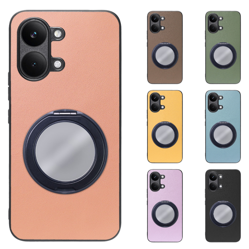 [ LOOF RING-SHELL (ミラー Ver.) ] POCO X8 Pro Max Xiaomi シャオミ スマホケース 背面 ケース カバー ミラー付きスマホリング スタンド 本革 レザー 落下防止  [ POCO X8 Pro Max ]