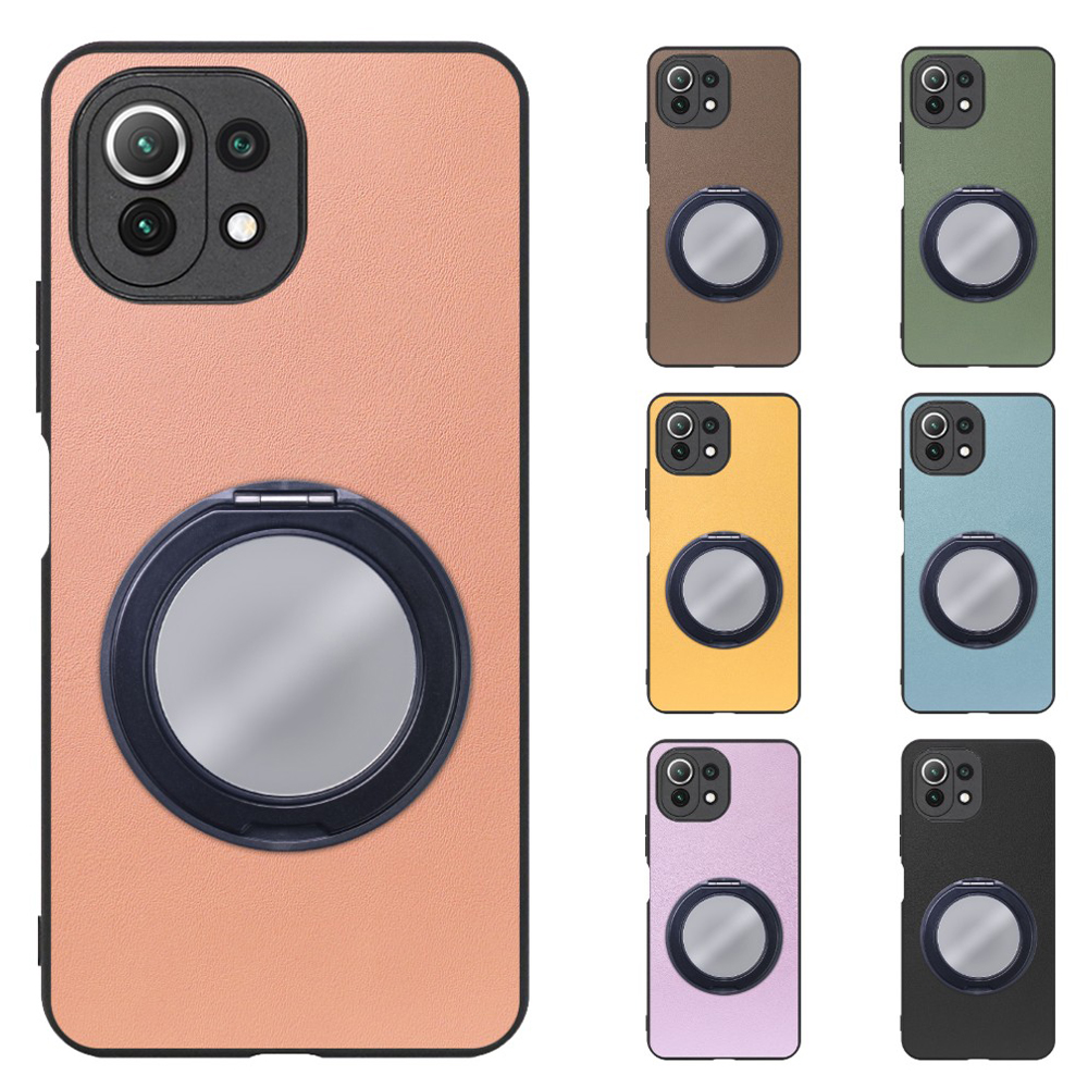 [ LOOF RING-SHELL (ミラー Ver.) ] Xiaomi Mi 11 Lite 5G mi11lite5g 11lite スマホケース 背面 ケース カバー ミラー付きスマホリング スタンド 本革 レザー 落下防止  [ Mi 11 Lite 5G ]