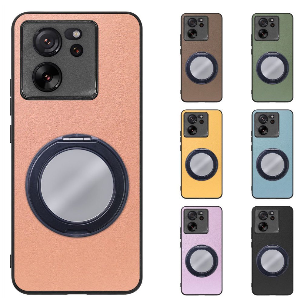 [ LOOF RING-SHELL (ミラー Ver.) ] Xiaomi 13T / 13T Pro XIG04 13 T 13TPro スマホケース 背面 ケース カバー ミラー付きスマホリング スタンド 本革 レザー 落下防止  [ Xiaomi 13T / 13T Pro ]