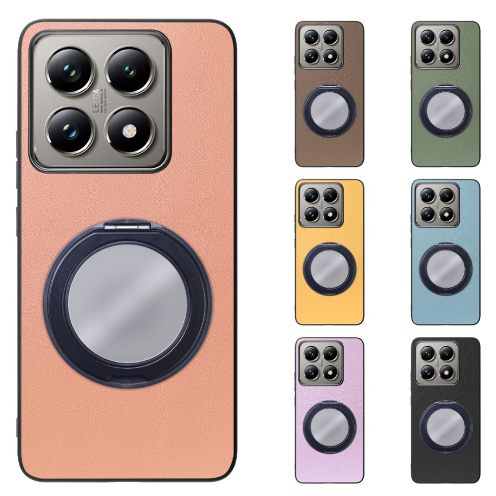 [ LOOF RING-SHELL (ミラー Ver.) ] Xiaomi 14T Pro  14TPro スマホケース 背面 ケース カバー ミラー付きスマホリング スタンド 本革 レザー 落下防止  [ Xiaomi 14T Pro  ]