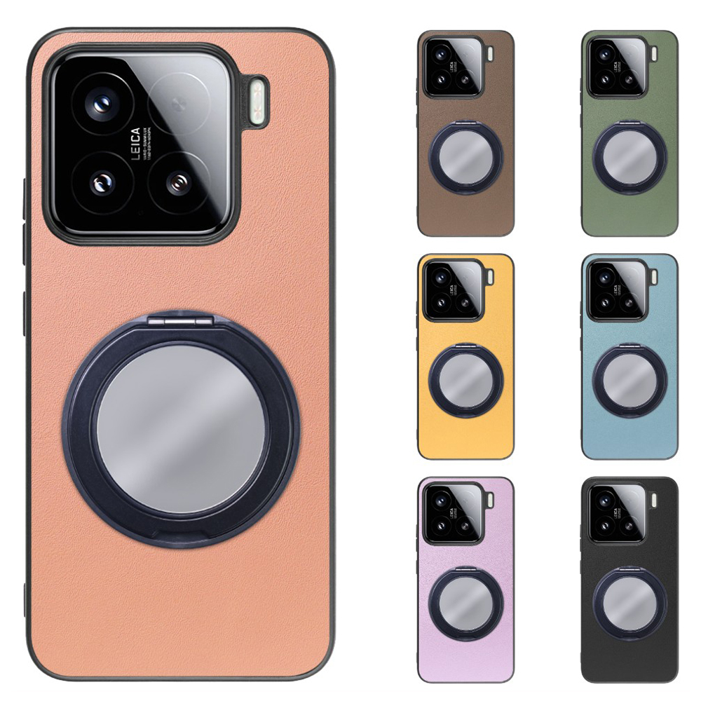 [ LOOF RING-SHELL (ミラー Ver.) ] Xiaomi 15 シャオミ スマホケース 背面 ケース カバー ミラー付きスマホリング スタンド 本革 レザー 落下防止  [ Xiaomi 15 ]