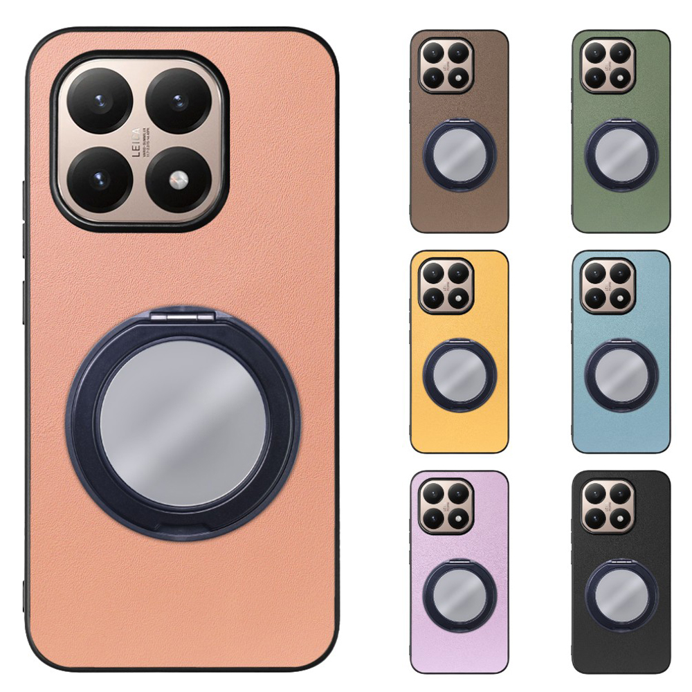 [ LOOF RING-SHELL (ミラー Ver.) ] Xiaomi 15T シャオミ 15T スマホケース 背面 ケース カバー ミラー付きスマホリング スタンド 本革 レザー 落下防止  [ Xiaomi 15T ]