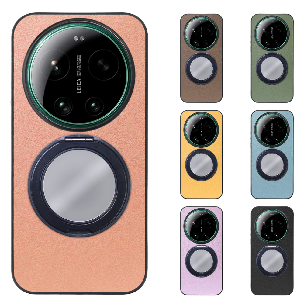 [ LOOF RING-SHELL (ミラー Ver.) ] Xiaomi 17 Ultra  スマホケース 背面 ケース カバー ミラー付きスマホリング スタンド 本革 レザー 落下防止  [ Xiaomi 17 Ultra ]