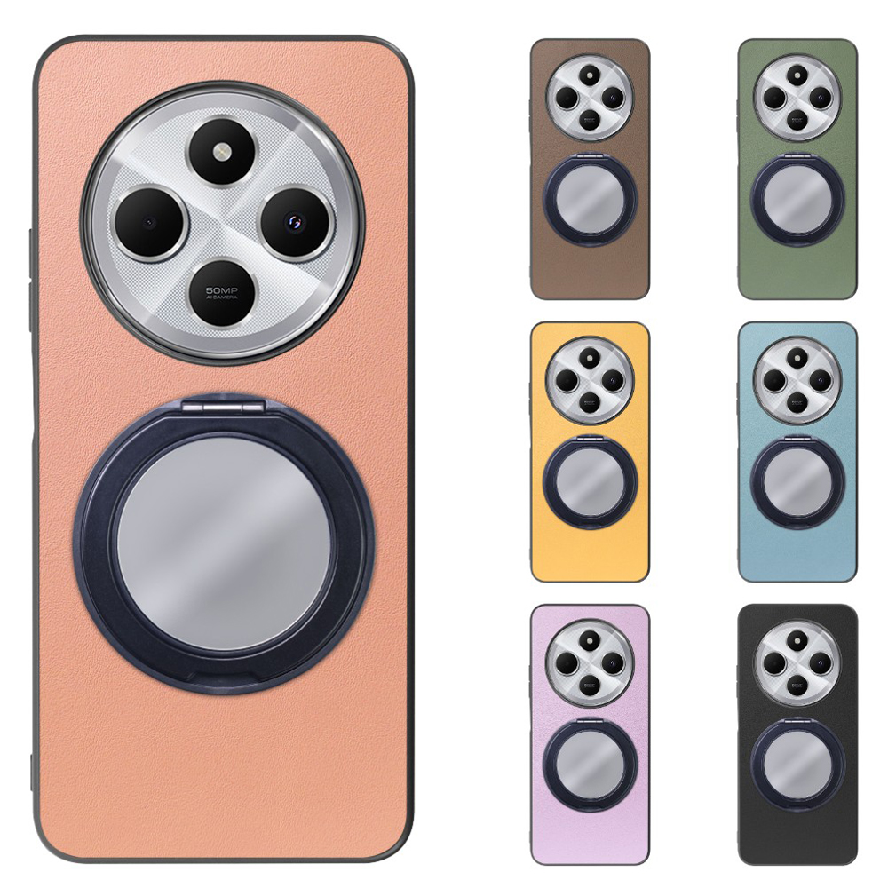 [ LOOF RING-SHELL (ミラー Ver.) ] Xiaomi Redmi 14C 14C Redmi14C スマホケース 背面 ケース カバー ミラー付きスマホリング スタンド 本革 レザー 落下防止  [ Xiaomi Redmi 14C ]
