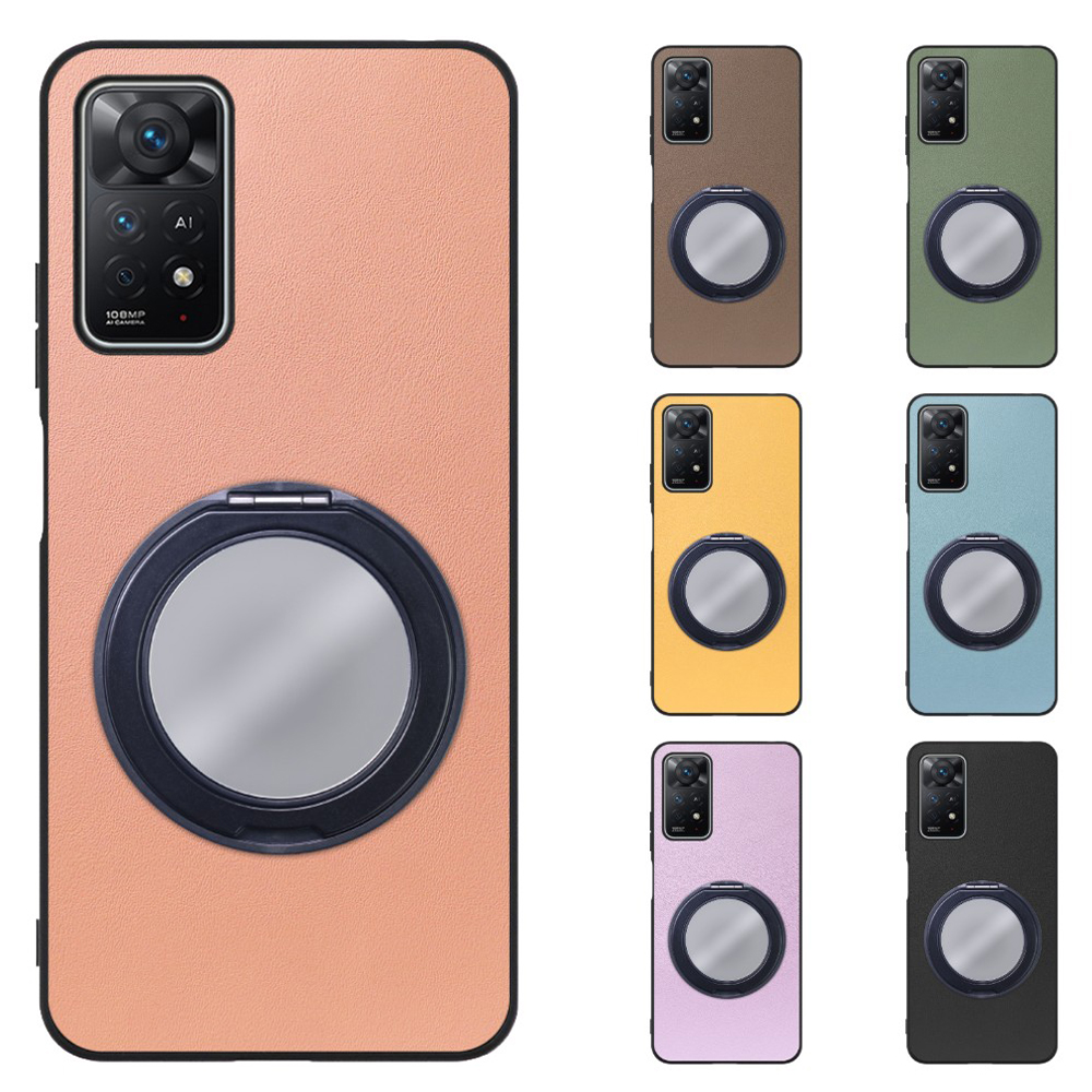 [ LOOF RING-SHELL (ミラー Ver.) ] Xiaomi Redmi Note 11 Pro 5G redminote11pro5g note11pro 11pro スマホケース 背面 ケース カバー ミラー付きスマホリング スタンド 本革 レザー 落下防止  [ Redmi Note 11 Pro 5G ]