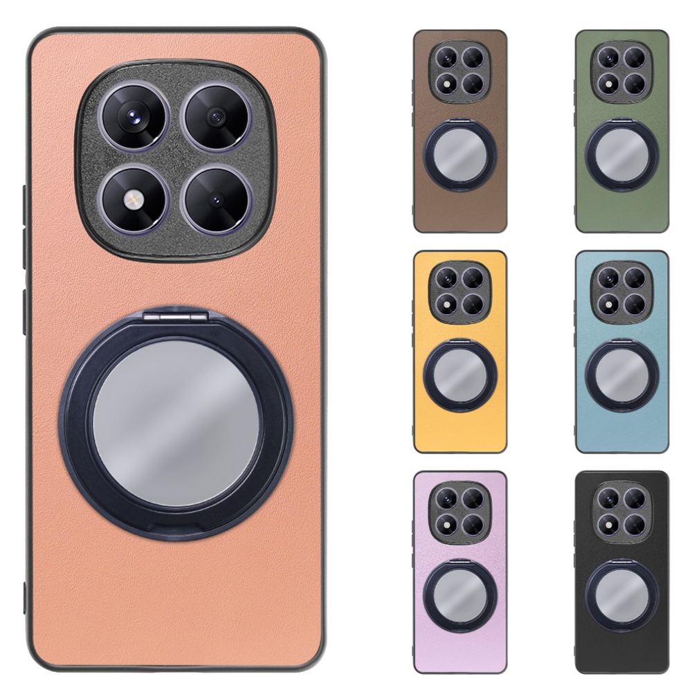 [ LOOF RING-SHELL (ミラー Ver.) ] Redmi Note 14 Pro 5G Xiaomi シャオミ スマホケース 背面 ケース カバー ミラー付きスマホリング スタンド 本革 レザー 落下防止  [ Redmi Note 14 Pro 5G ]
