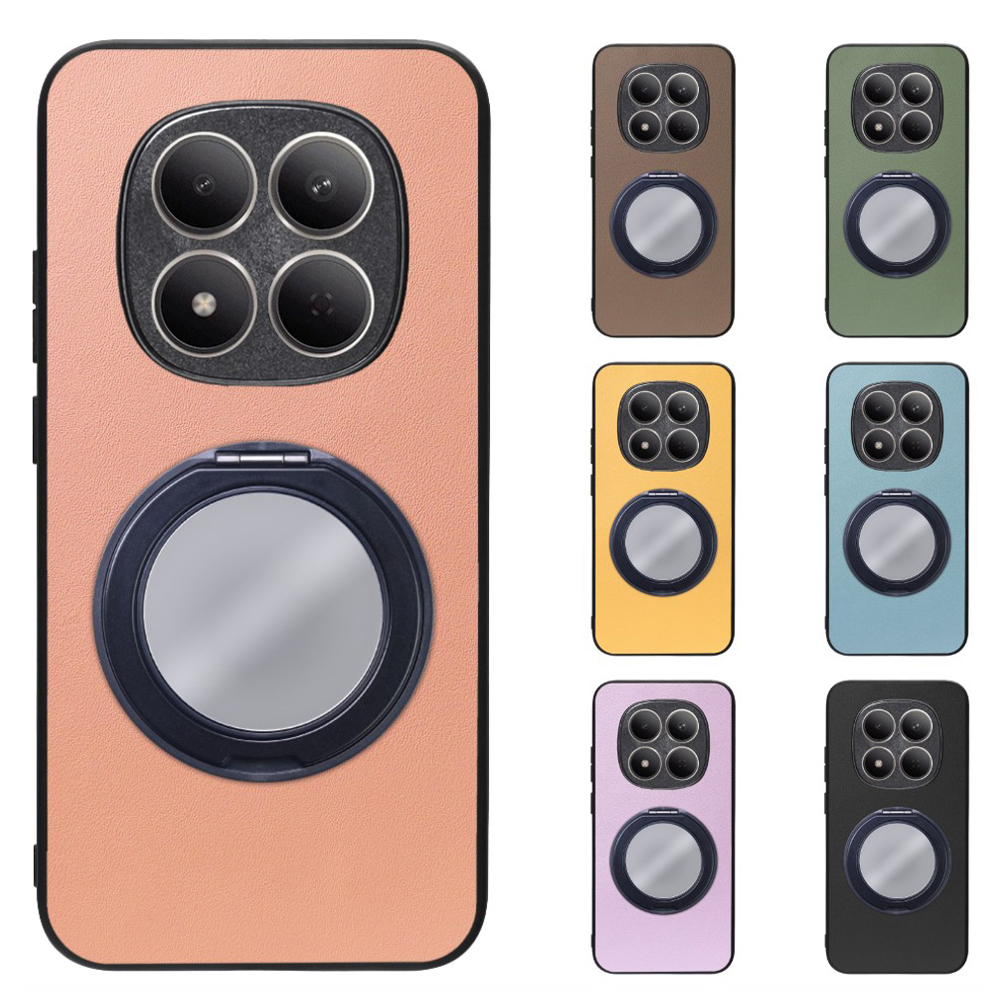 [ LOOF RING-SHELL (ミラー Ver.) ] REDMI Note 15 Pro 5G Xiaomi スマホケース 背面 ケース カバー ミラー付きスマホリング スタンド 本革 レザー 落下防止  [ REDMI Note 15 Pro 5G ]