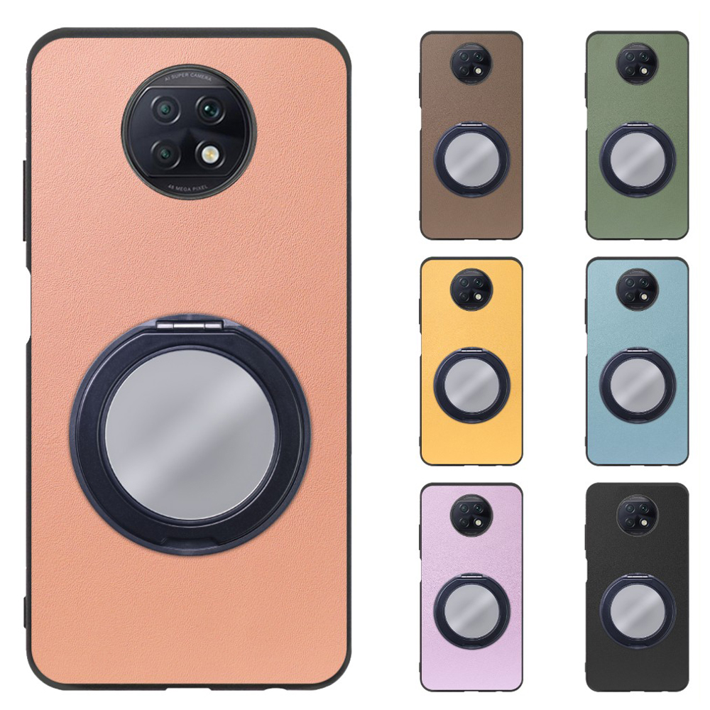 [ LOOF RING-SHELL (ミラー Ver.) ] Xiaomi Redmi Note 9T redminote9t redminote note9t スマホケース 背面 ケース カバー ミラー付きスマホリング スタンド 本革 レザー 落下防止  [ Redmi Note 9T ]