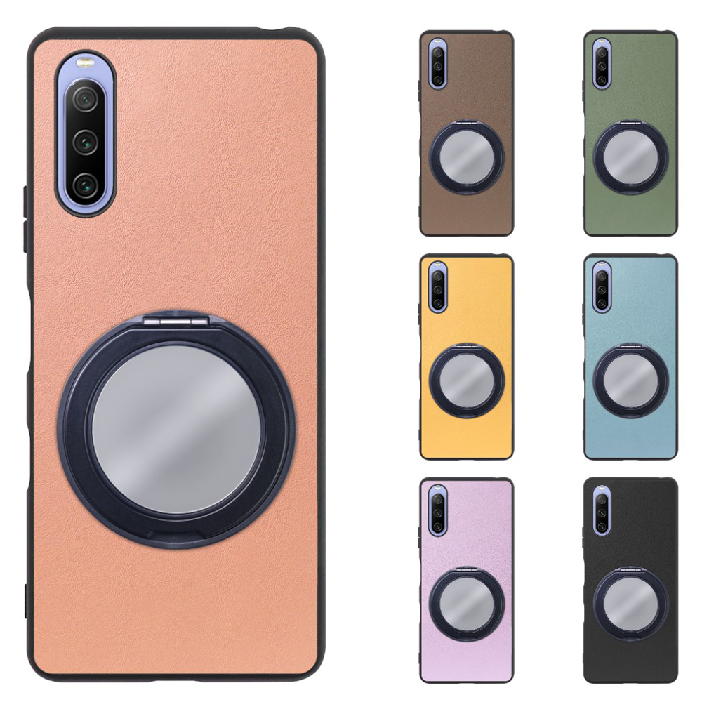 [ LOOF RING-SHELL (ミラー Ver.) ] Xperia 10 III /  10 III Lite Xperia10III 10III xperia10 スマホケース 背面 ケース カバー ミラー付きスマホリング スタンド 本革 レザー 落下防止  [ Xperia 10 III / Lite ]
