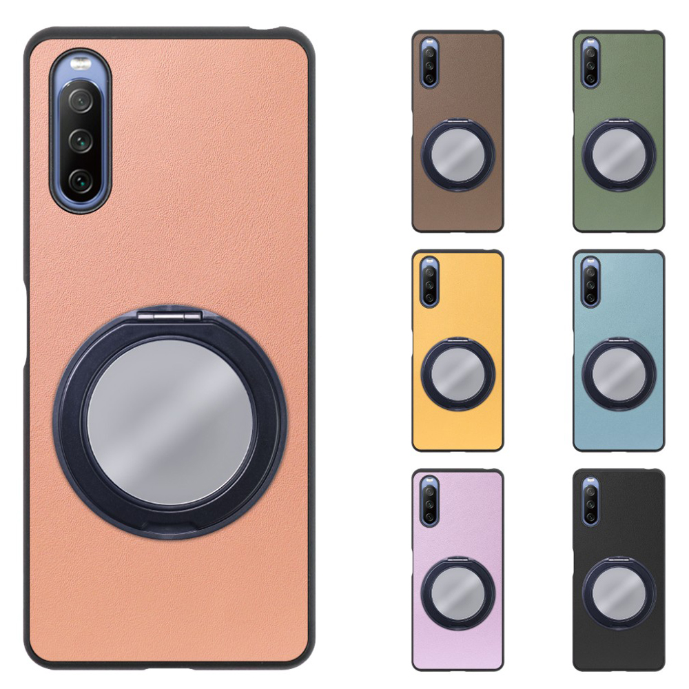 [ LOOF RING-SHELL (ミラー Ver.) ] Xperia 10 IV SO-52C / SOG07  xperia10Ⅳ 10Ⅳ xperia10 スマホケース 背面 ケース カバー ミラー付きスマホリング スタンド 本革 レザー 落下防止  [ Xperia 10 IV ]