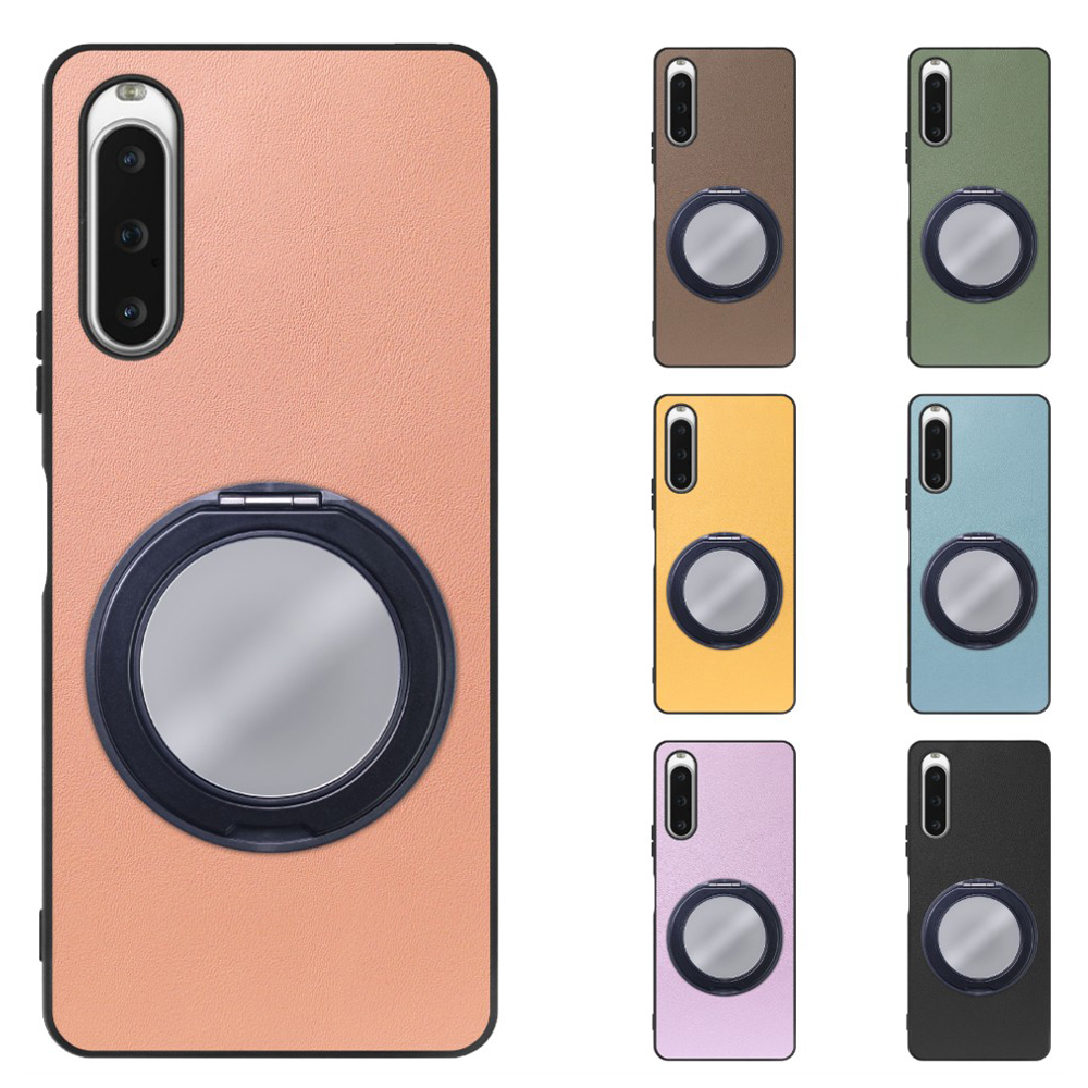 [ LOOF RING-SHELL (ミラー Ver.) ] Xperia 10 V SOG11 / SO-52D 10V xperia10V スマホケース 背面 ケース カバー ミラー付きスマホリング スタンド 本革 レザー 落下防止  [ Xperia 10 V ]
