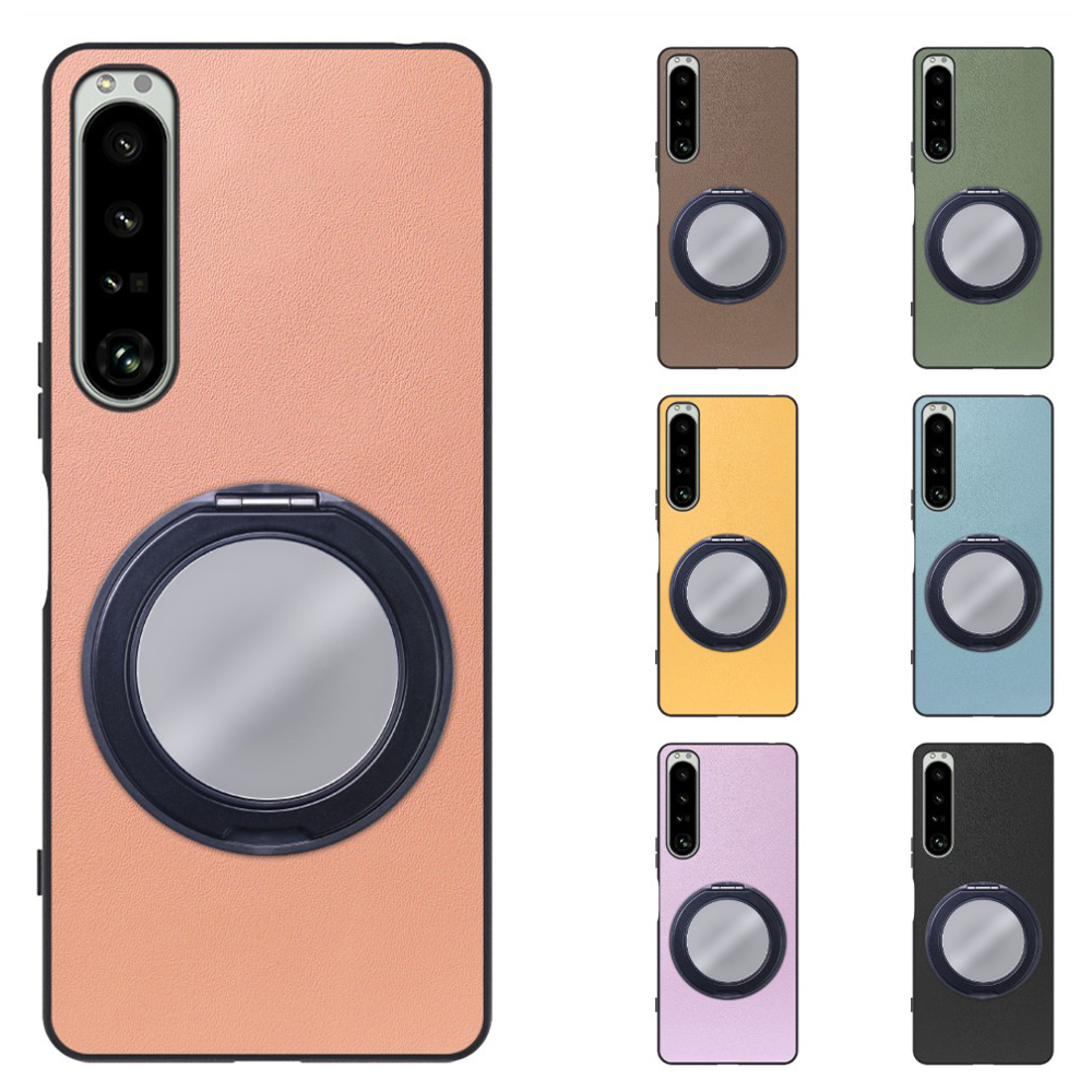 [ LOOF RING-SHELL (ミラー Ver.) ] Xperia 1 IV SO-51C / SOG06 xperia1Ⅳ 1Ⅳ xperia1 スマホケース 背面 ケース カバー ミラー付きスマホリング スタンド 本革 レザー 落下防止  [ Xperia 1 IV ]
