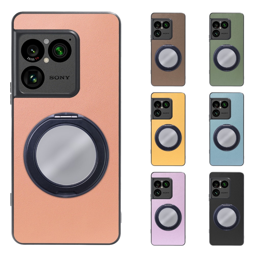 [ LOOF RING-SHELL (ミラー Ver.) ] Xperia 1 VIII XQ-GE44 SO-51G スマホケース 背面 ケース カバー ミラー付きスマホリング スタンド 本革 レザー 落下防止  [ Xperia 1 VIII ]