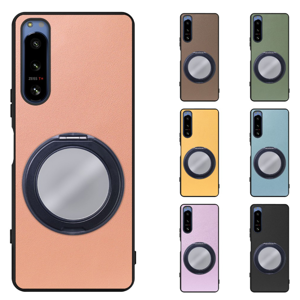 [ LOOF RING-SHELL (ミラー Ver.) ] Xperia 5 IV SOG09 / SO-54C xperia5Ⅳ 5Ⅳ xperia5 スマホケース 背面 ケース カバー ミラー付きスマホリング スタンド 本革 レザー 落下防止  [ Xperia 5 IV ]