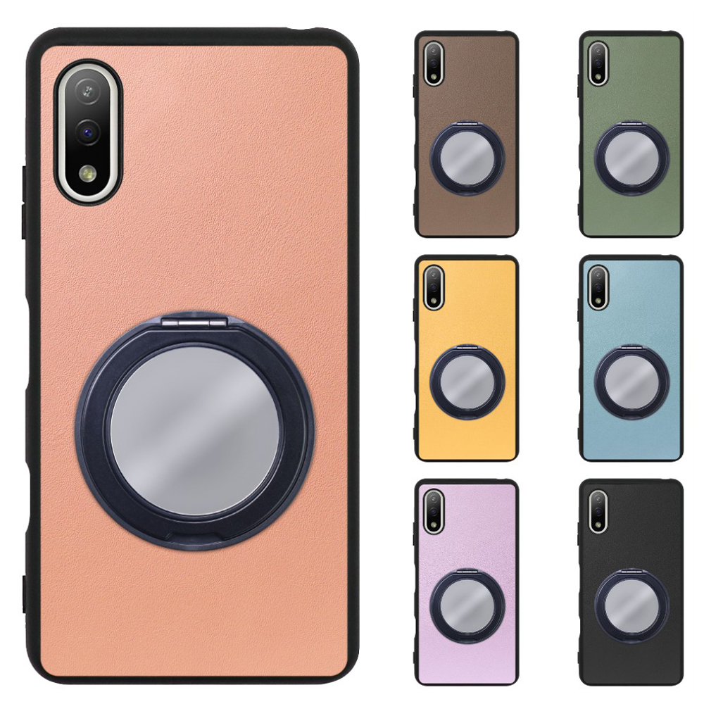 [ LOOF RING-SHELL (ミラー Ver.) ] Xperia Ace II SO-41B aceⅡ ace2 スマホケース 背面 ケース カバー ミラー付きスマホリング スタンド 本革 レザー 落下防止  [ Xperia Ace Ⅱ ]