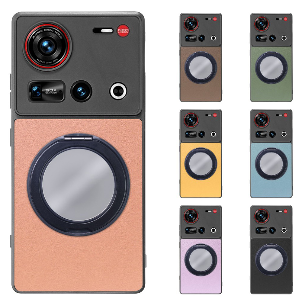 [ LOOF RING-SHELL (ミラー Ver.) ] nubia Z70 Ultra ZTE スマホケース 背面 ケース カバー ミラー付きスマホリング スタンド 本革 レザー 落下防止  [ nubia Z70 Ultra / Z70S Ultra ]