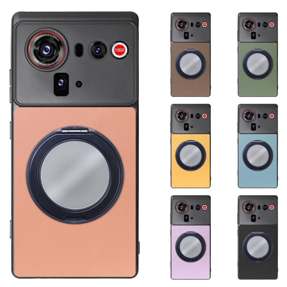 [ LOOF RING-SHELL (ミラー Ver.) ] nubia Z80 Ultra NX741J スマホケース 背面 ケース カバー ミラー付きスマホリング スタンド 本革 レザー 落下防止  [ nubia Z80 Ultra ]