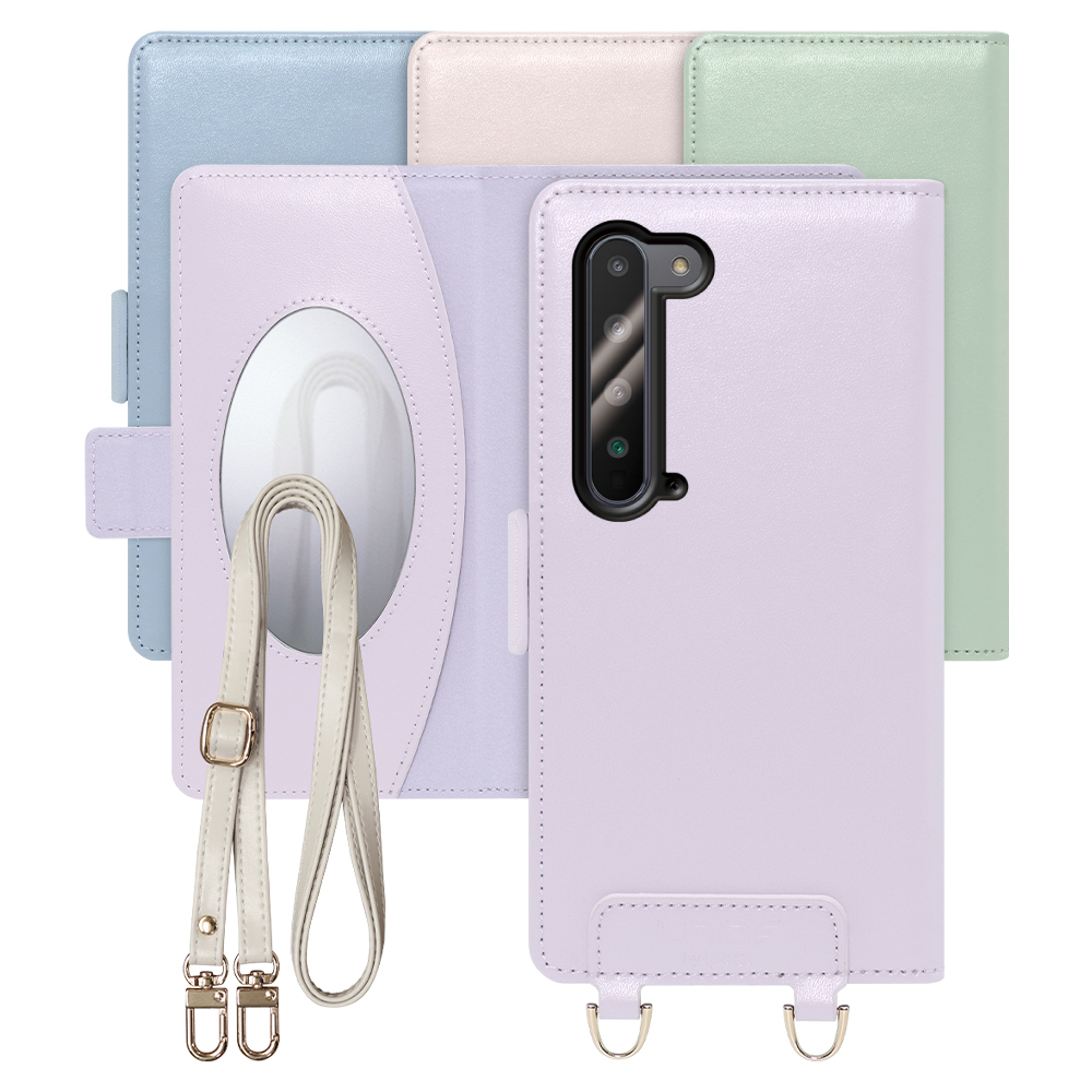 [ LOOF SWEET MIRROR Series ] AQUOS R5G SH-51A / SHG01  スマホケース  ショルダー付き手帳型スマホケース ミラー付き カードポケット 本革 [ AQUOS R5G ]