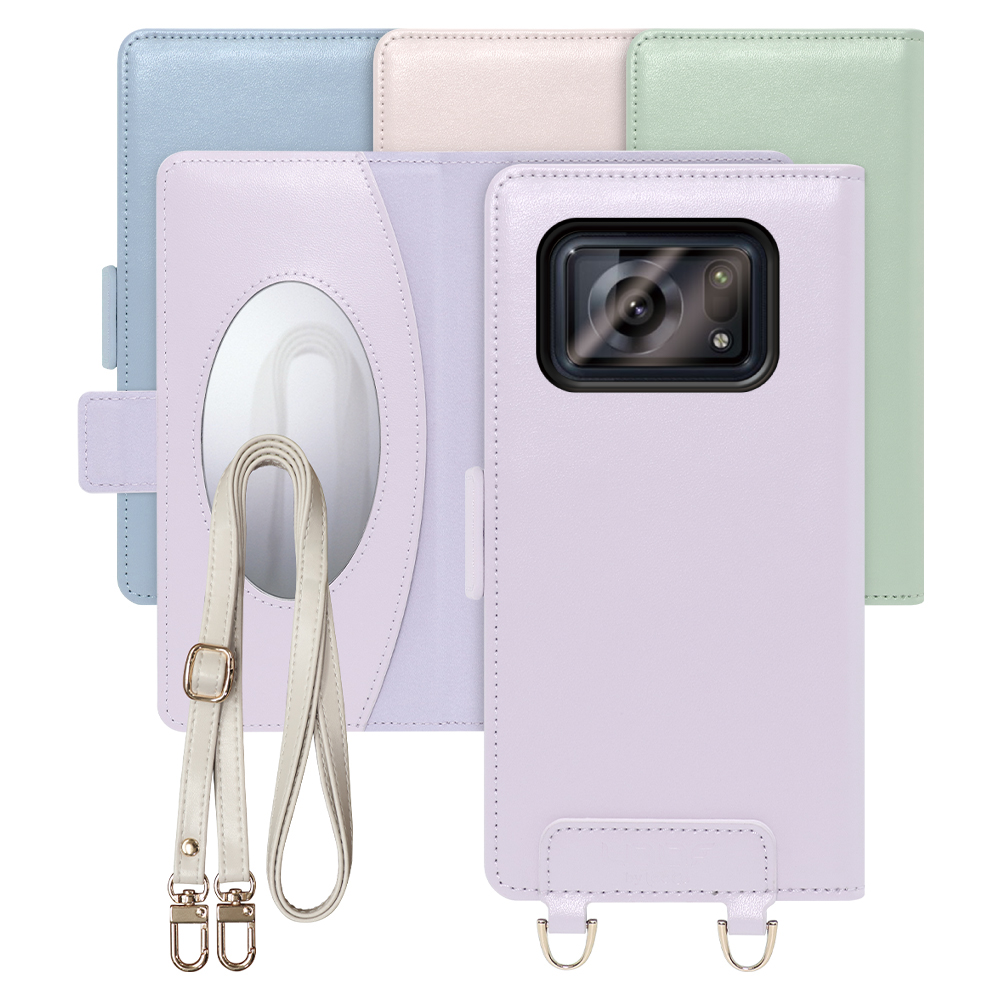 [ LOOF SWEET MIRROR Series ] AQUOS R6 SH-51B / A101SH / SH-M22  スマホケース  ショルダー付き手帳型スマホケース ミラー付き カードポケット 本革 [ AQUOS R6 ]