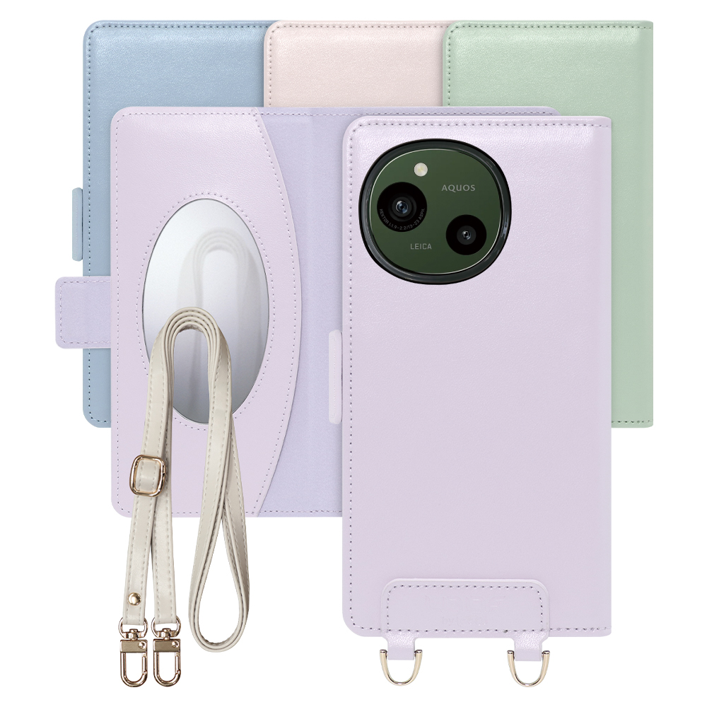 [ LOOF SWEET MIRROR Series ] AQUOS R9 / R10 SH-51E SH-51F スマホケース  ショルダー付き手帳型スマホケース ミラー付き カードポケット 本革 [ AQUOS R9 / R10 ]