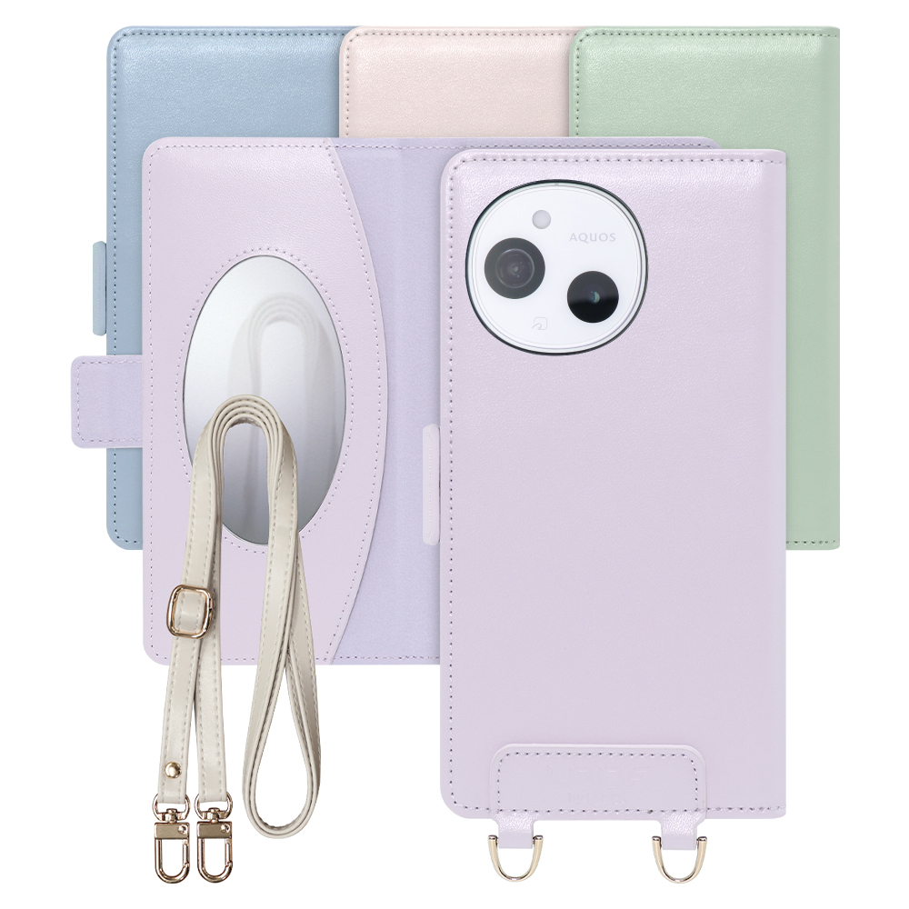 [ LOOF SWEET MIRROR Series ] AQUOS sense9 SH-53E SHG14 SH-M2 SH-53F SH-M33 スマホケース  ショルダー付き手帳型スマホケース ミラー付き カードポケット 本革 [ AQUOS sense9 / sense10 ]