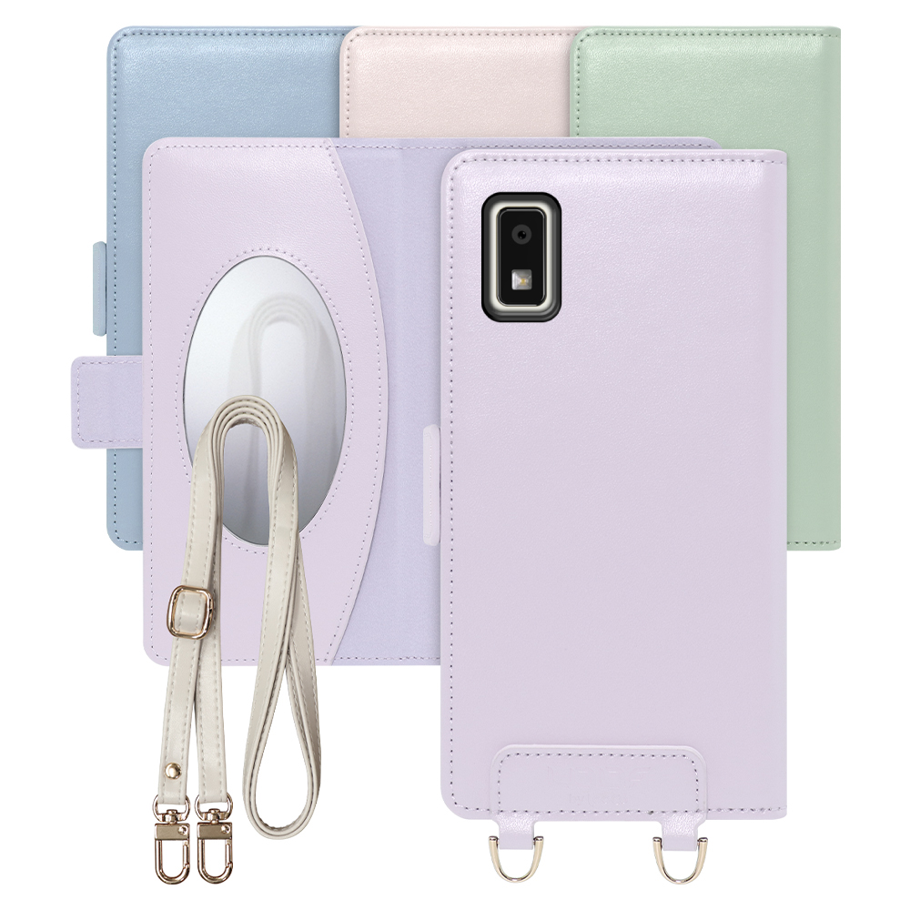 [ LOOF SWEET MIRROR Series ] AQUOS wish3 SH-53D / A303SH / A302SH  スマホケース  ショルダー付き手帳型スマホケース ミラー付き カードポケット 本革 [ AQUOS wish3 ]