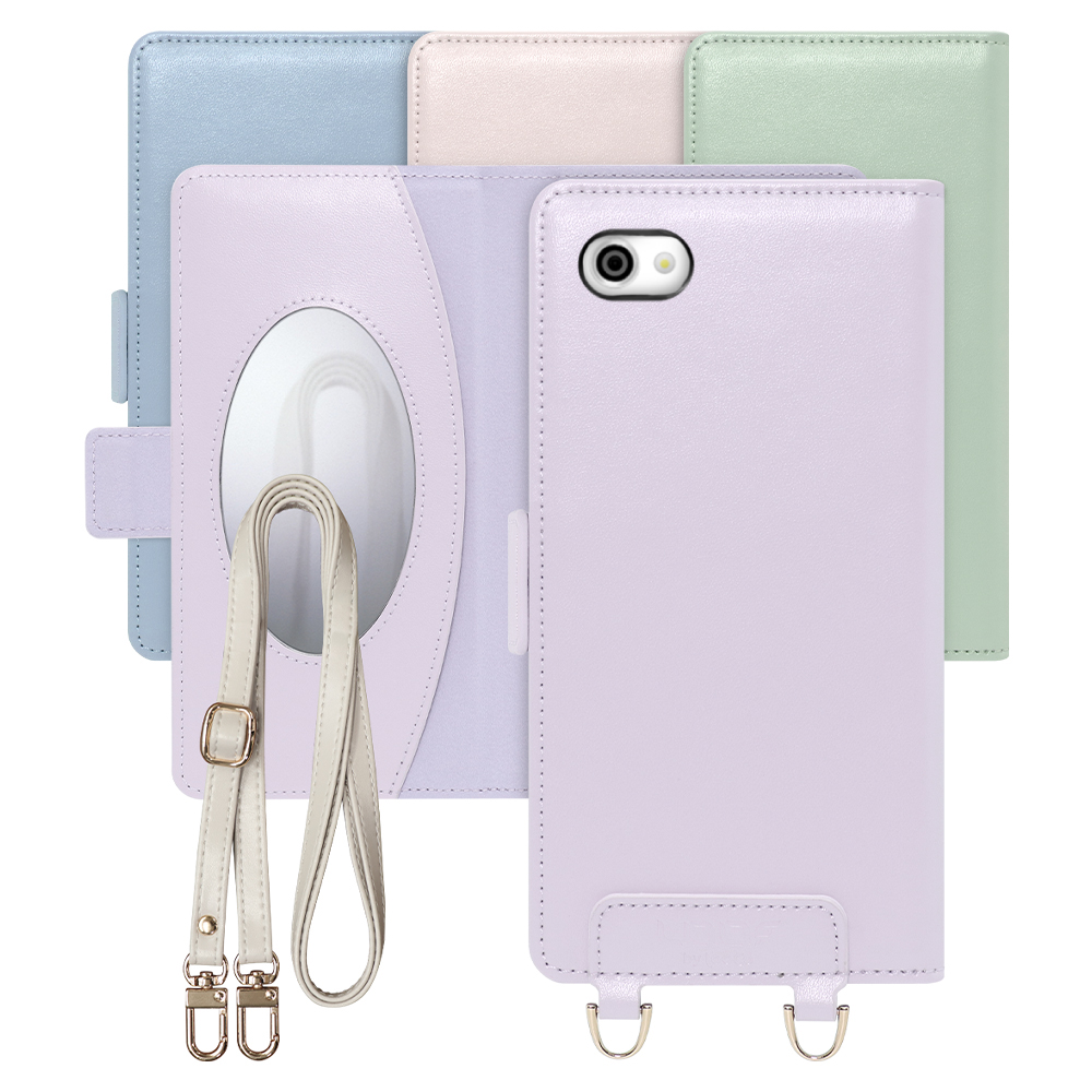 [ LOOF SWEET MIRROR Series ] AQUOS R SH-03J / SHV39  スマホケース  ショルダー付き手帳型スマホケース ミラー付き カードポケット 本革 [ AQUOS R ]