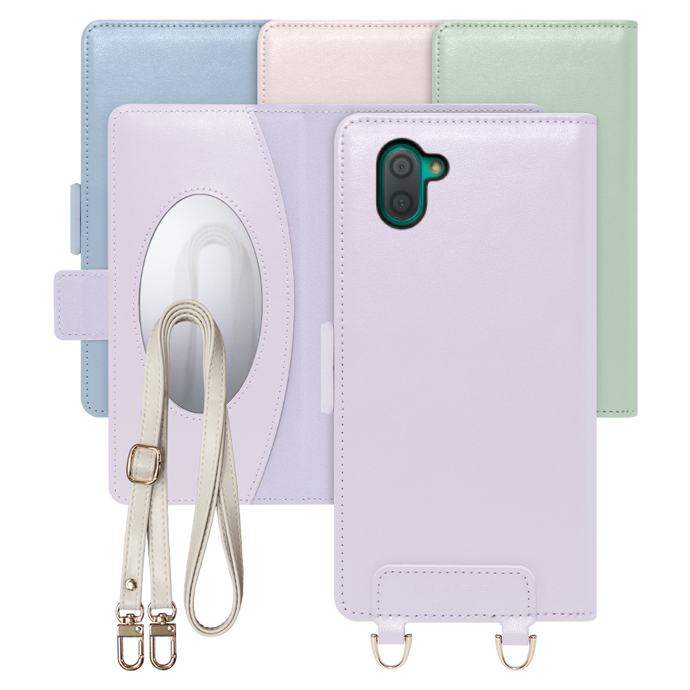 [ LOOF SWEET MIRROR Series ] AQUOS R3 SH-04L / SHV44  スマホケース  ショルダー付き手帳型スマホケース ミラー付き カードポケット 本革 [ AQUOS R3 ]