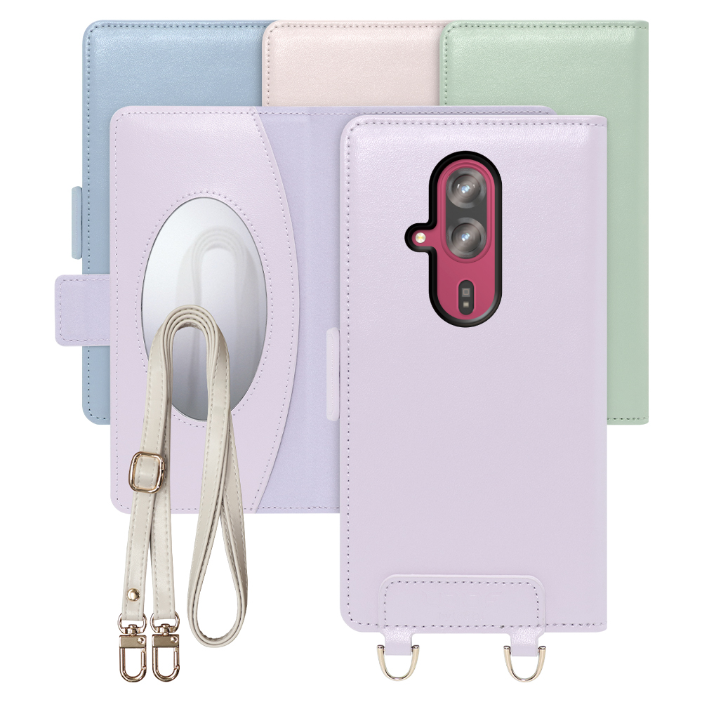 [ LOOF SWEET MIRROR Series ] らくらくスマートフォン F-53E F-53E FUJITSU FCNT スマホケース  ショルダー付き手帳型スマホケース ミラー付き カードポケット 本革 [ らくらくスマートフォン F-53E ]