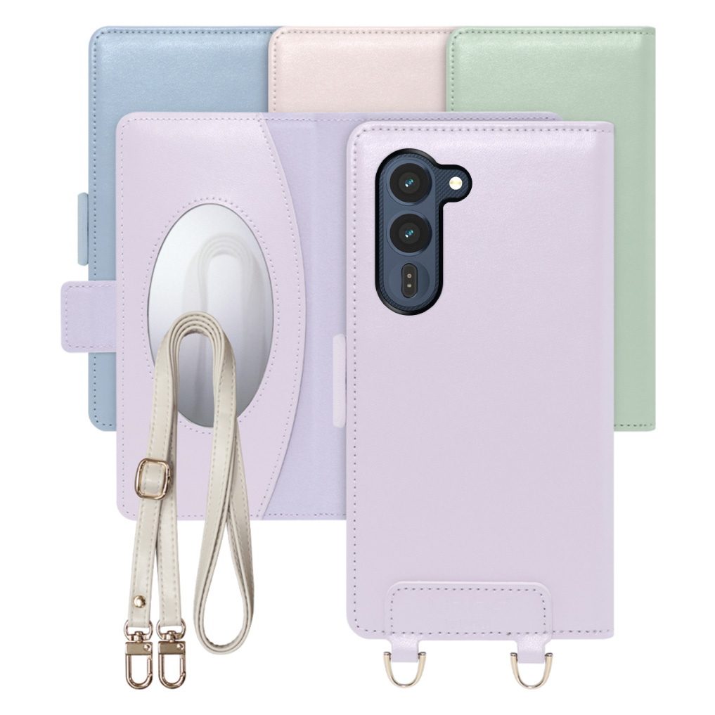 [ LOOF SWEET MIRROR ] arrows Alpha2 F-51G スマホケース  ショルダー付き手帳型スマホケース ミラー付き カードポケット 本革 [ arrows Alpha2 ]