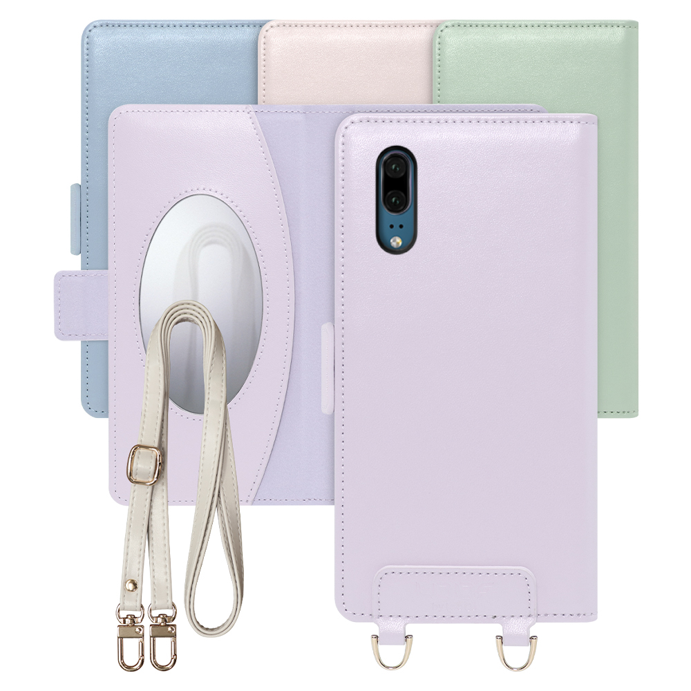 [ LOOF SWEET MIRROR Series ] HUAWEI P20  スマホケース  ショルダー付き手帳型スマホケース ミラー付き カードポケット 本革 [ HUAWEI P20 ]