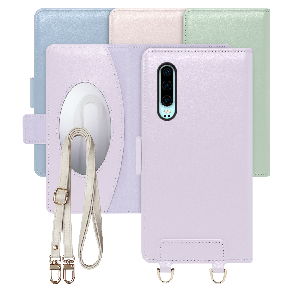 [ LOOF SWEET MIRROR Series ] HUAWEI P30  スマホケース  ショルダー付き手帳型スマホケース ミラー付き カードポケット 本革 [ HUAWEI P30 ]