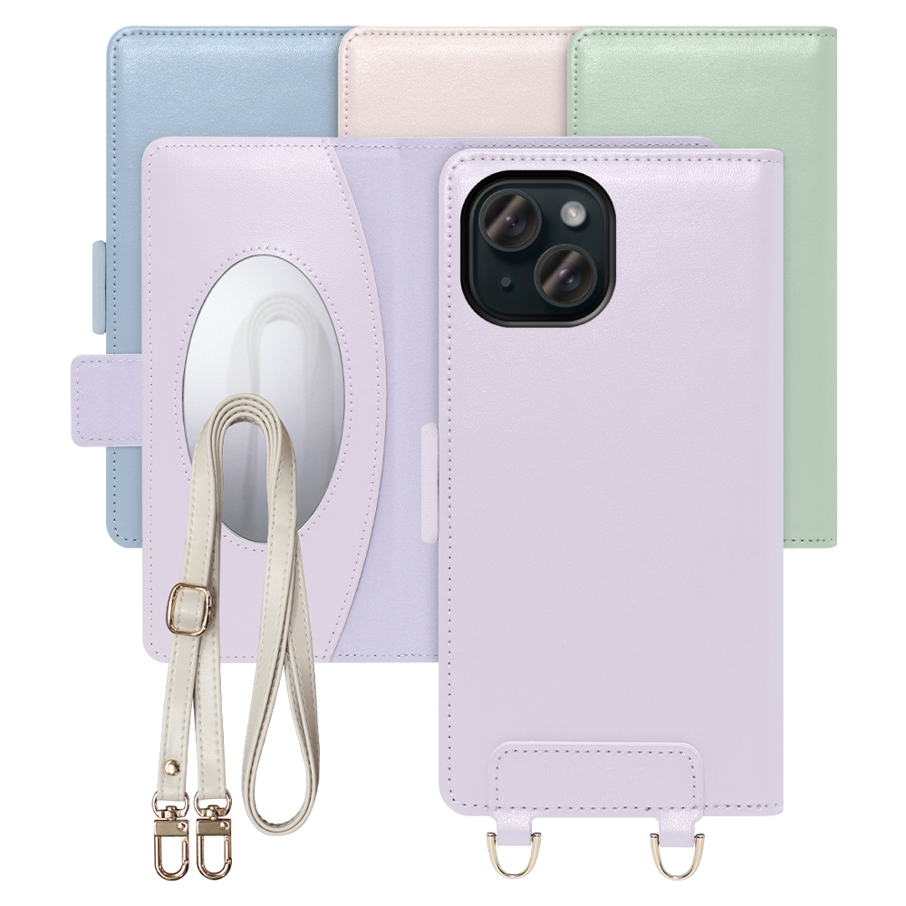 [ LOOF SWEET MIRROR Series ] iPhone 15 iPhone15 アイフォン15 iPhone 15 アイフォン 15 スマホケース  ショルダー付き手帳型スマホケース ミラー付き カードポケット 本革 [ iPhone 15 ]