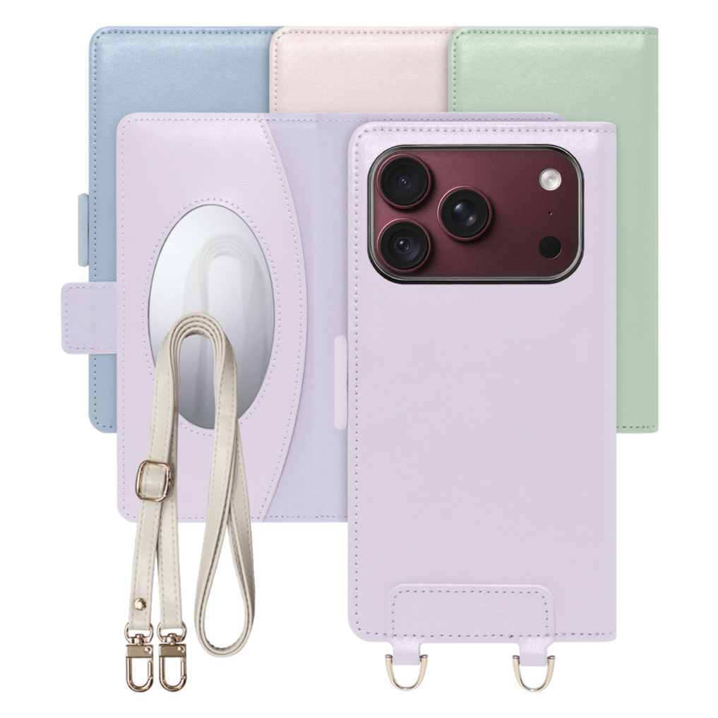 [ LOOF SWEET MIRROR ] iPhone 18 Pro iPhone18 Pro アイフォン18 プロ スマホケース  ショルダー付き手帳型スマホケース ミラー付き カードポケット 本革 [ iPhone 18 Pro ]