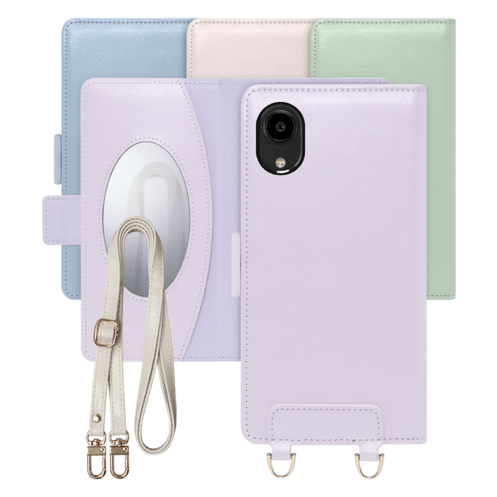 [ LOOF SWEET MIRROR ] DIGNO SX5 KC-S306 スマホケース  ショルダー付き手帳型スマホケース ミラー付き カードポケット 本革 [ DIGNO SX5 ]