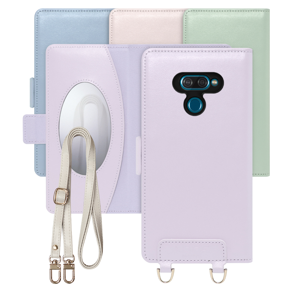 [ LOOF SWEET MIRROR Series ] LG K50  スマホケース  ショルダー付き手帳型スマホケース ミラー付き カードポケット 本革 [ LG K50 ]