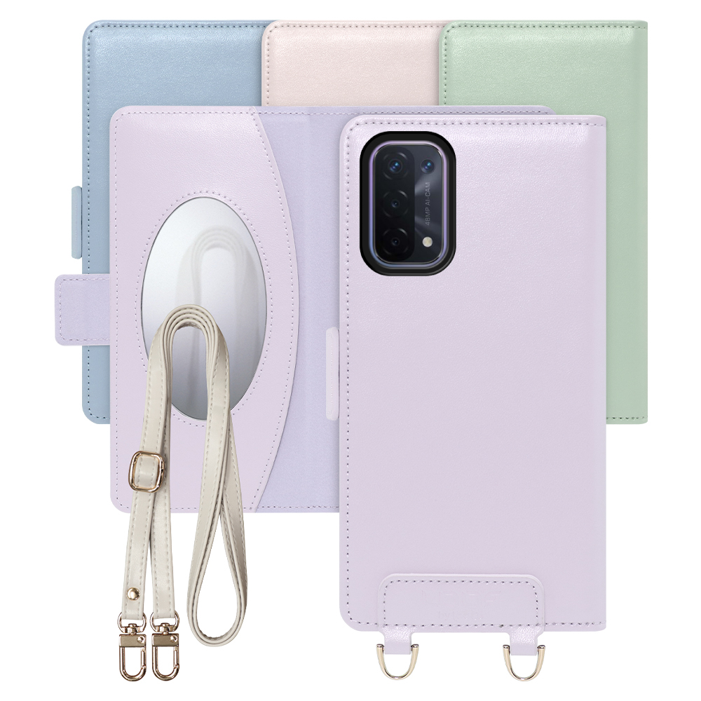 [ LOOF SWEET MIRROR Series ] OPPO A54 5G a545g スマホケース  ショルダー付き手帳型スマホケース ミラー付き カードポケット 本革 [ OPPO A54 5G ]