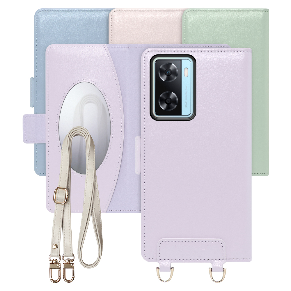 [ LOOF SWEET MIRROR Series ] OPPO A77  スマホケース  ショルダー付き手帳型スマホケース ミラー付き カードポケット 本革 [ OPPO A77 ]