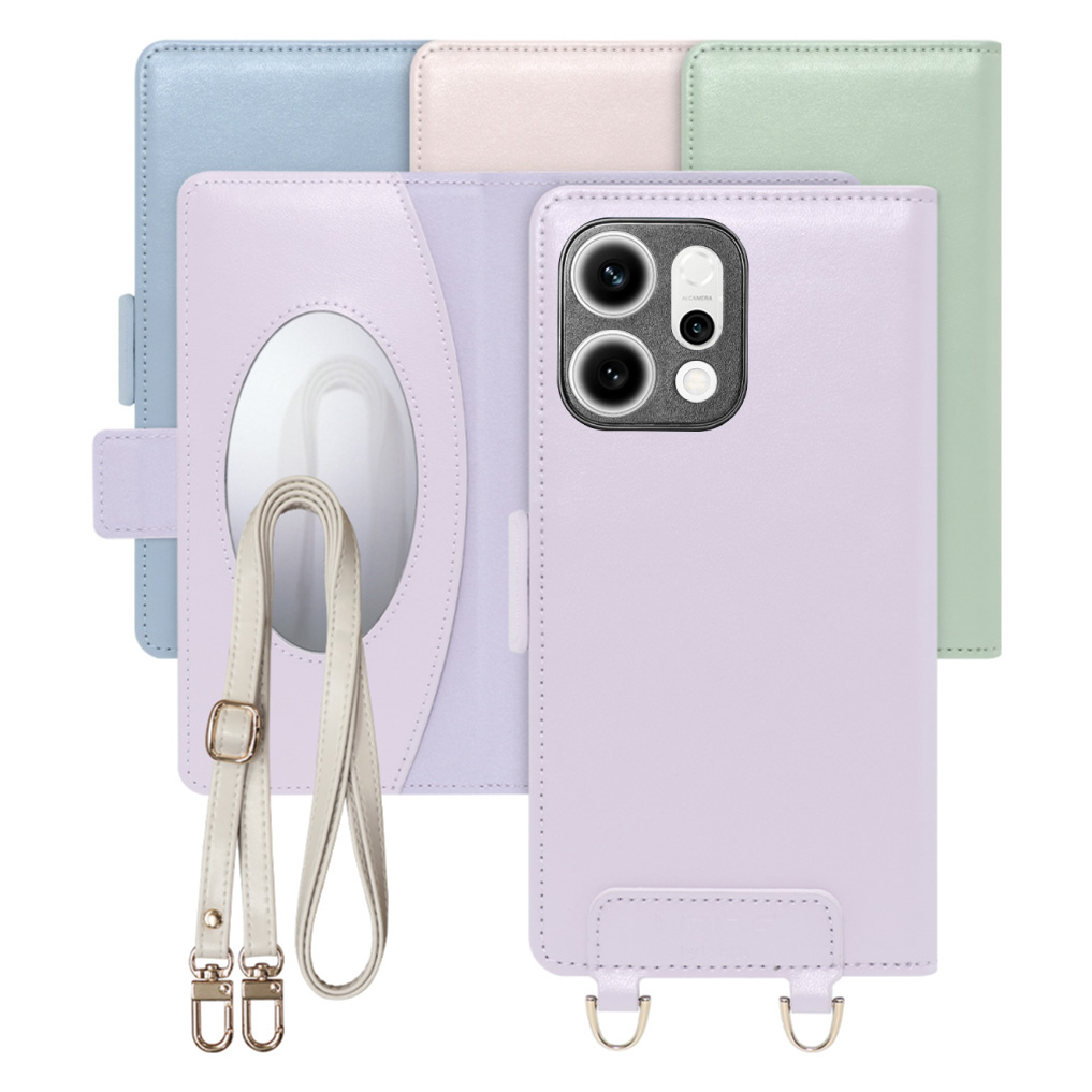 [ LOOF SWEET MIRROR ] OPPO Reno14 5G  スマホケース  ショルダー付き手帳型スマホケース ミラー付き カードポケット 本革 [ OPPO Reno14 5G ]