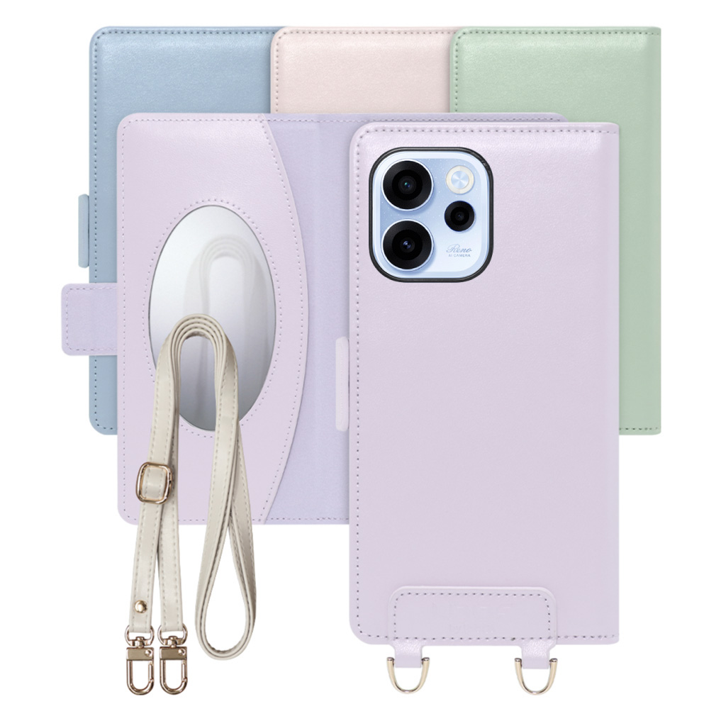 [ LOOF SWEET MIRROR ] OPPO Reno15 A CPH2801 A601OP スマホケース  ショルダー付き手帳型スマホケース ミラー付き カードポケット 本革 [ OPPO Reno15 A ]