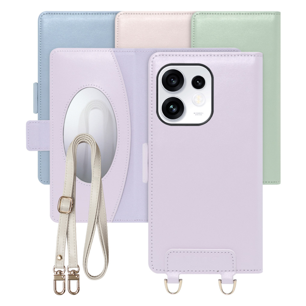 [ LOOF SWEET MIRROR ] OPPO Reno16 5G CPH2865 スマホケース  ショルダー付き手帳型スマホケース ミラー付き カードポケット 本革 [ OPPO Reno16 5G ]