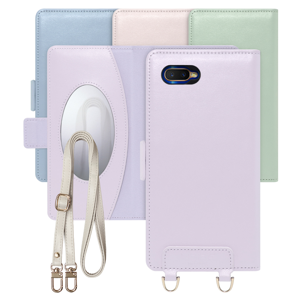 [ LOOF SWEET MIRROR Series ] OPPO R17 Neo r17neo スマホケース  ショルダー付き手帳型スマホケース ミラー付き カードポケット 本革 [ OPPO R17 Neo ]