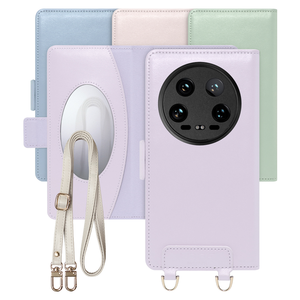 [ LOOF SWEET MIRROR Series ] Xiaomi 14 Ultra  スマホケース  ショルダー付き手帳型スマホケース ミラー付き カードポケット 本革 [ Xiaomi 14 Ultra ]