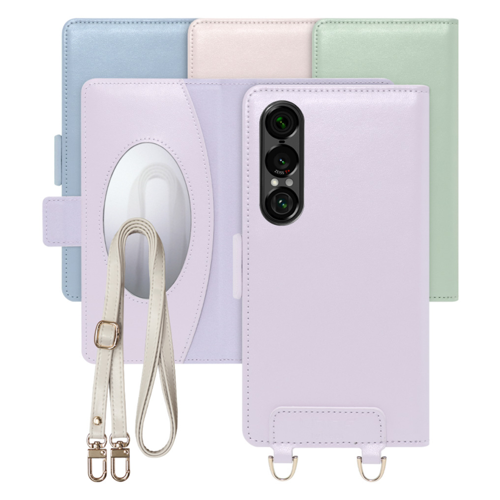 [ LOOF SWEET MIRROR ] Xperia 1 VII SO-51F スマホケース  ショルダー付き手帳型スマホケース ミラー付き カードポケット 本革 [ Xperia 1 VII ]