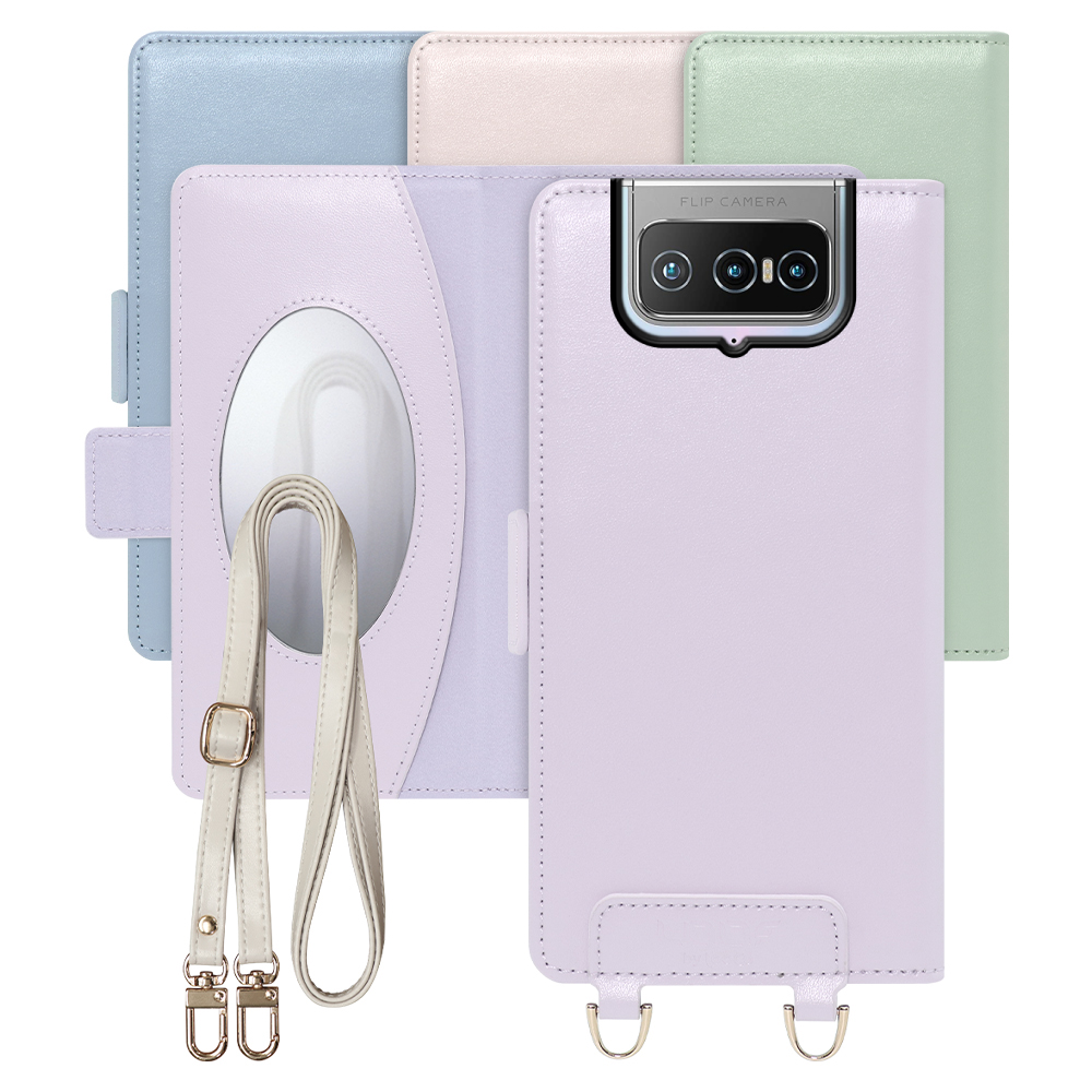 [ LOOF SWEET MIRROR Series ] ZenFone 7 / 7 Pro zenfone7 7pro スマホケース  ショルダー付き手帳型スマホケース ミラー付き カードポケット 本革 [ ZenFone 7 / ZenFone 7 Pro ]