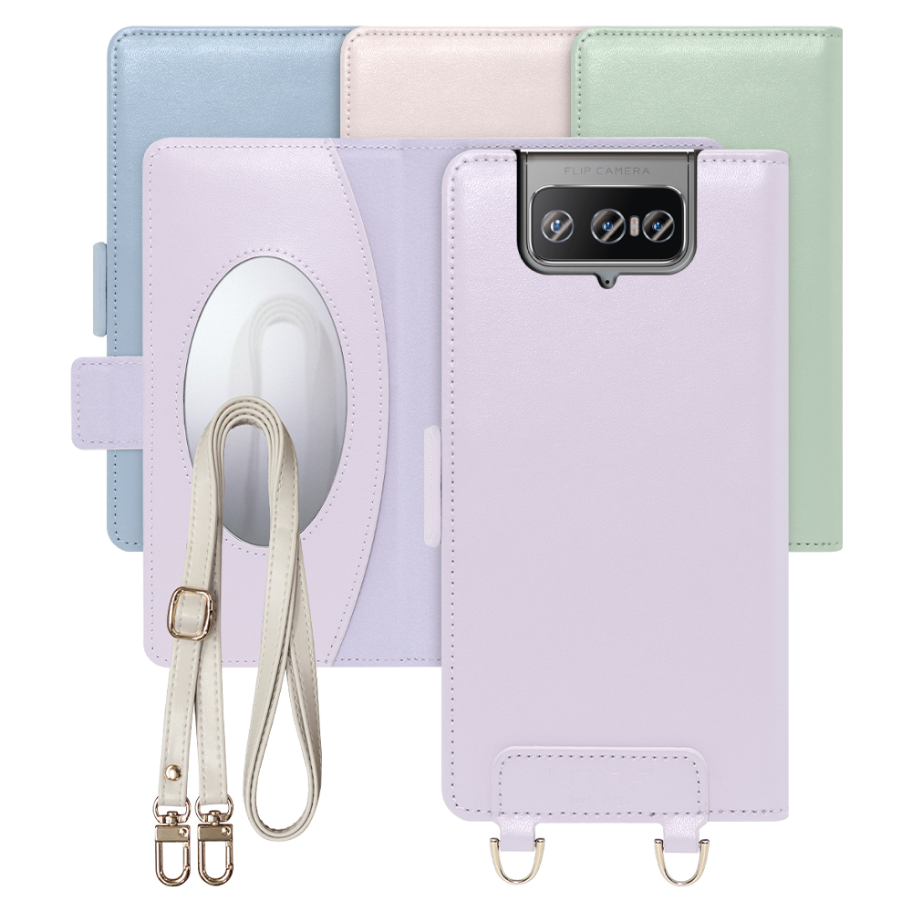 [ LOOF SWEET MIRROR Series ] Zenfone 8 Flip ZS672KS zenfone8flip 8flip スマホケース  ショルダー付き手帳型スマホケース ミラー付き カードポケット 本革 [ Zenfone 8 Flip (ZS672KS) ]
