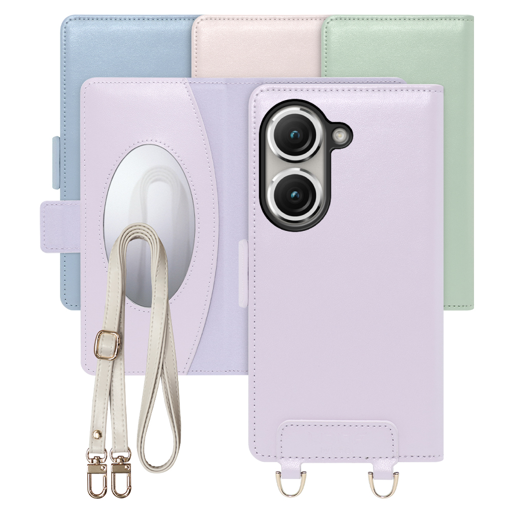 [ LOOF SWEET MIRROR Series ] ASUS Zenfone 9 zenphone9 スマホケース  ショルダー付き手帳型スマホケース ミラー付き カードポケット 本革 [ Zenfone 9 ]