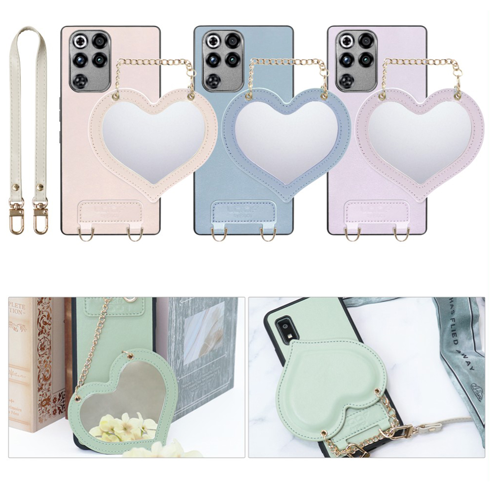 [ LOOF CHARM-SHELL Series ] REDMAGIC 11 Pro NX809J ZTE nubia スマホケース  ハートのミラーチャーム付き シンプル 背面カバー スマホケース ストラップ付 本革 [ REDMAGIC 11 Pro ]