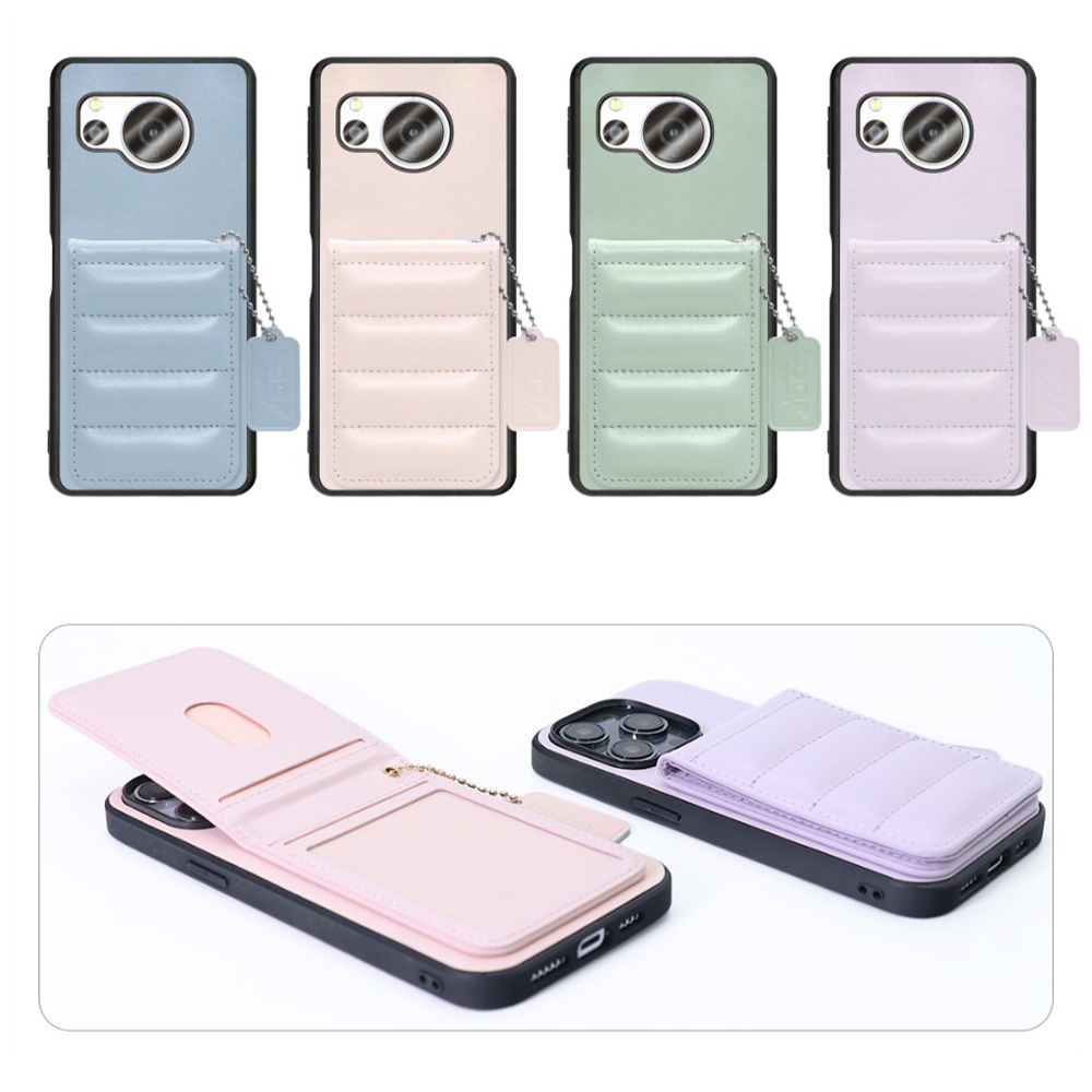 [ LOOF SWEET-SHELL CARD ] AQUOS sense8 SH-54D / SHG11 sense 8 スマホケース キルティング加工のカードケース付き マグネット内蔵 カード収納 本革 レザータグ＆チェーン付き パステルカラー [ AQUOS sense8 ]